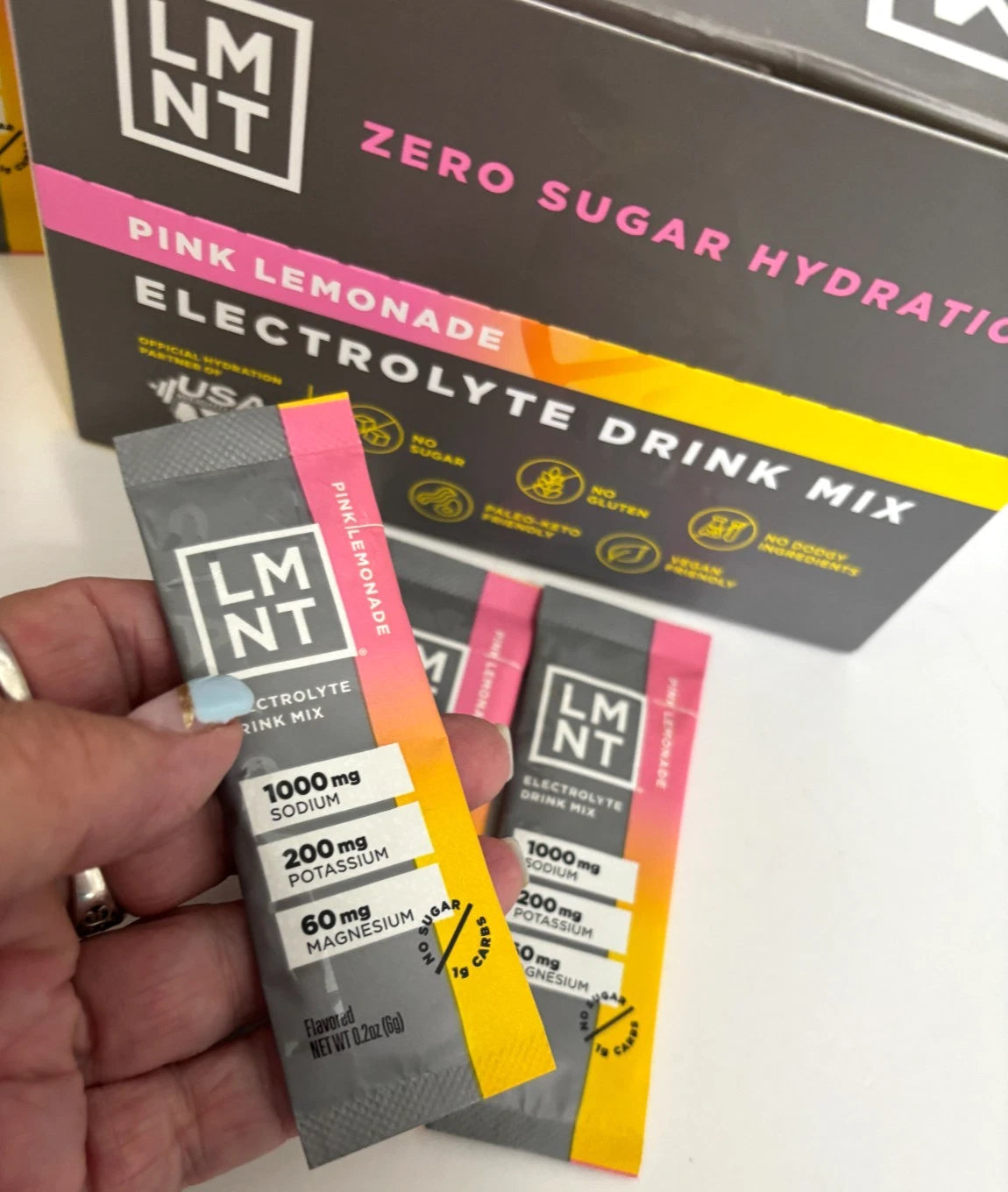 LMNT Electrolyte Drink Mix – Pink Lemonade Salt – Zero Sugar Hydration – 30 Stick Packs