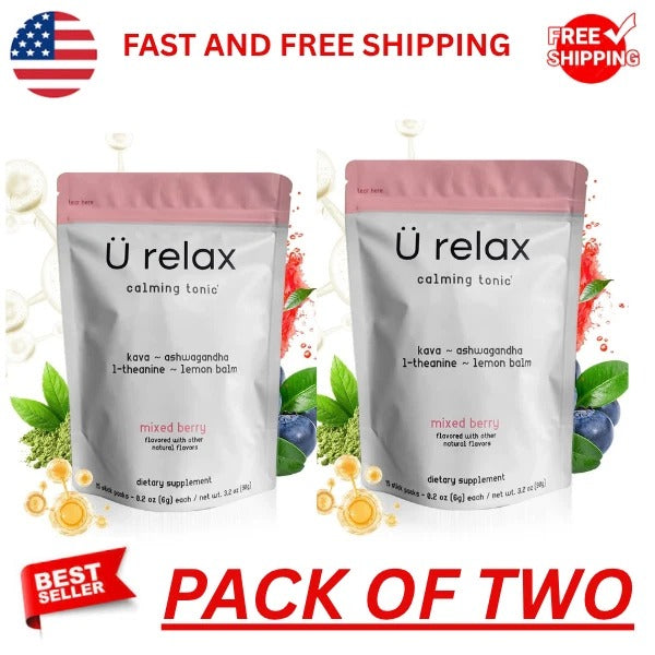 U Relax Calming Tonic Mixed Berry Drink Mix – 15 Stick Packs