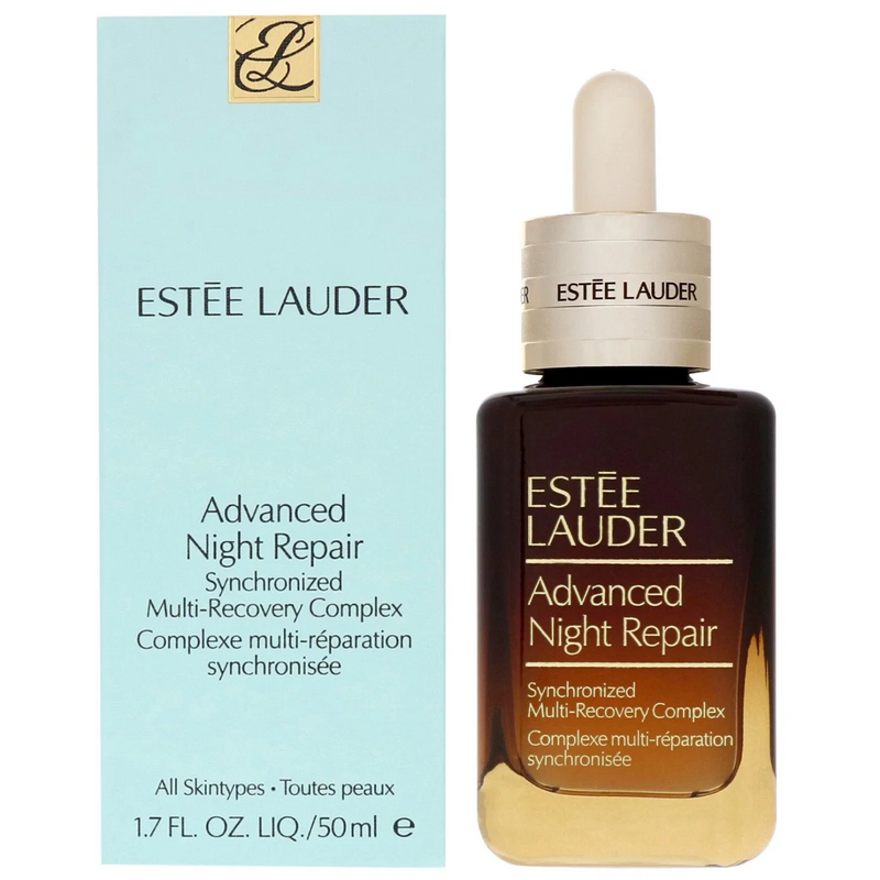 Estée Lauder Advanced Night Repair serum bottle and packaging on a white background