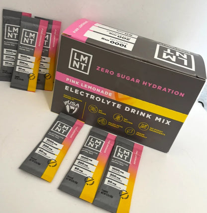 LMNT Electrolyte Drink Mix – Pink Lemonade Salt – Zero Sugar Hydration – 30 Stick Packs