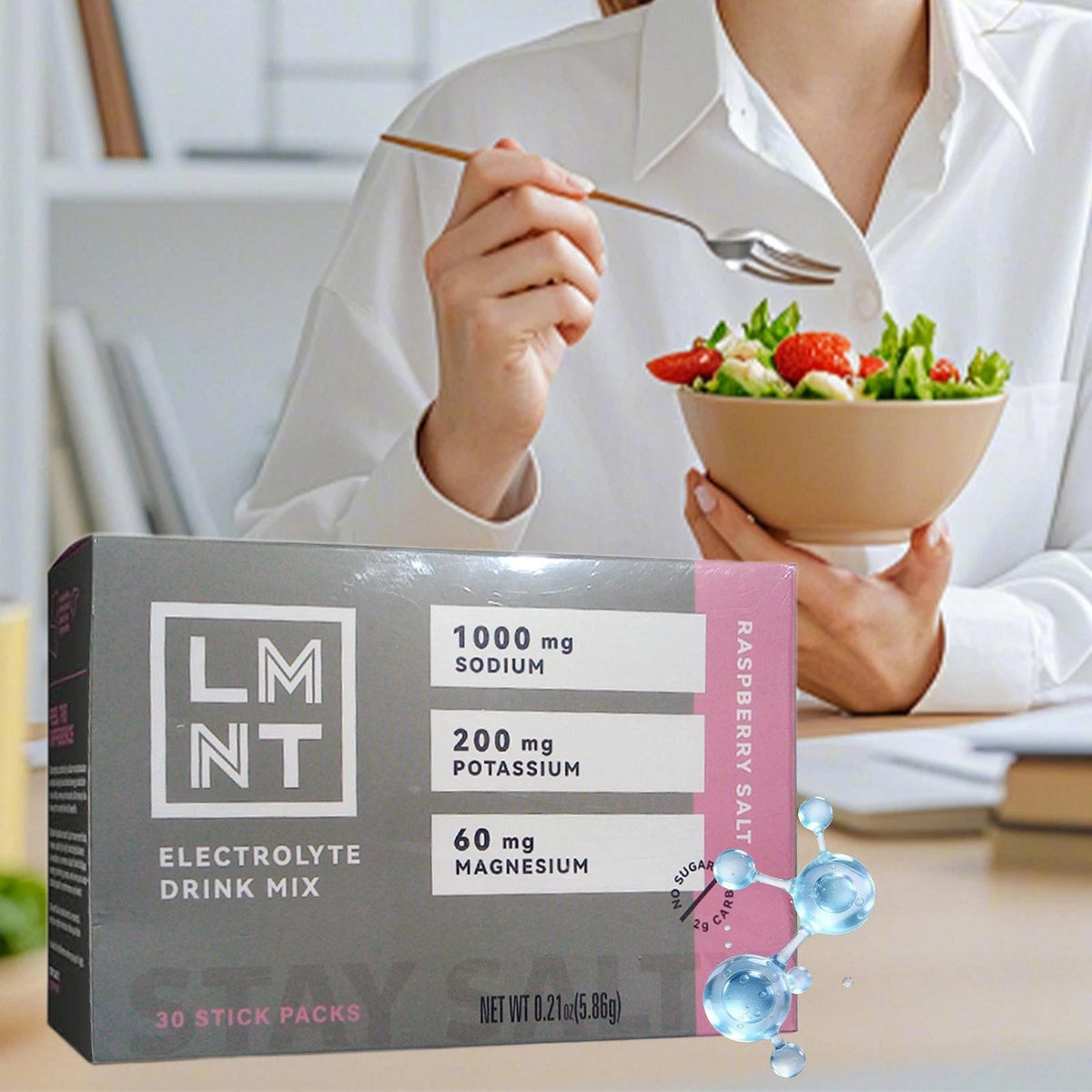 LMNT Electrolytes Drink Mix – Raspberry Salt, Zero Sugar, Keto Friendly, 30 Stick Packs