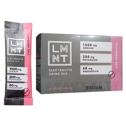LMNT Electrolytes Drink Mix – Raspberry Salt, Zero Sugar, Keto Friendly, 30 Stick Packs
